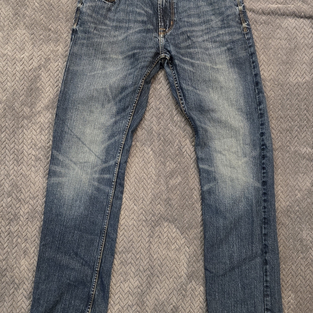 American Eagle Outfitters Men's 32x34 Slim Straight Jeans Blue Denim Faded Wash
